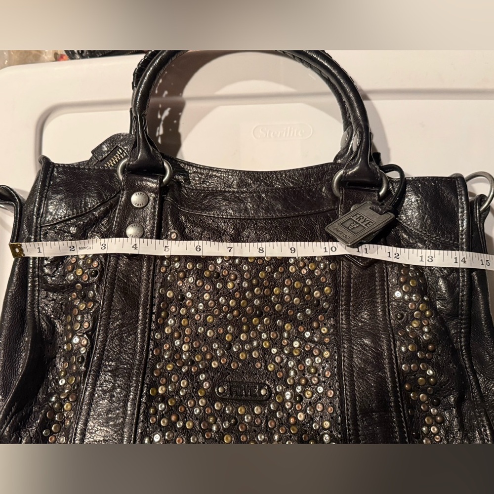 FRYE (rare!) Deborah Studded Black Leather Large Satchel - Picture 11 of 16